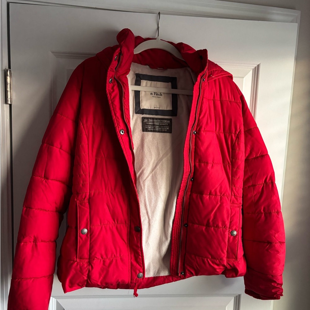 Abercrombie & Fitch Red Puffer Jacket
